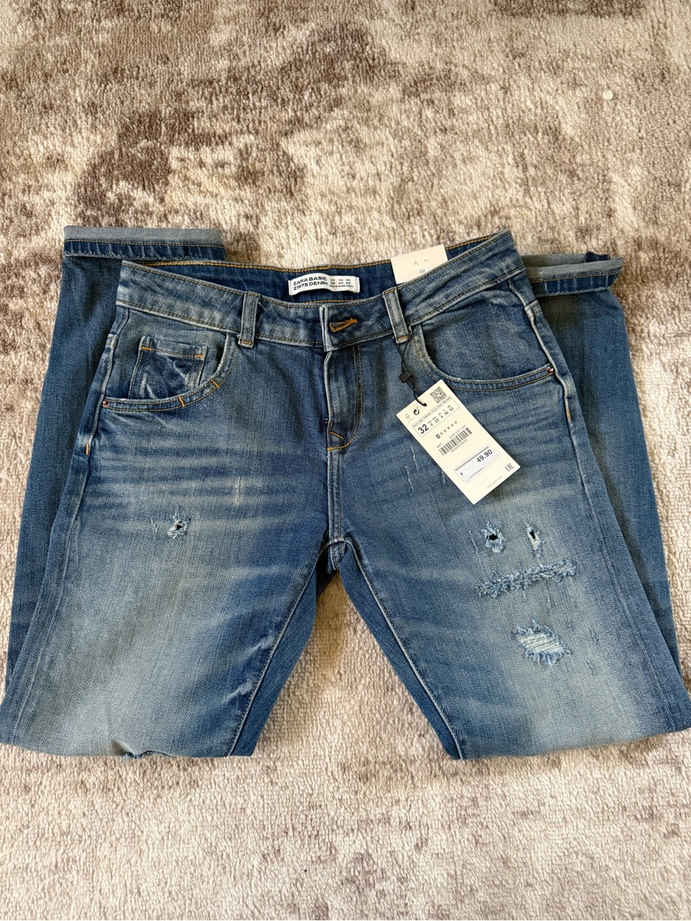 NWT Zara Z1975 Denim Distressed Jeans